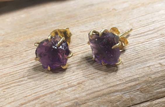 Amethyst earrings - Unique handmade jewelry